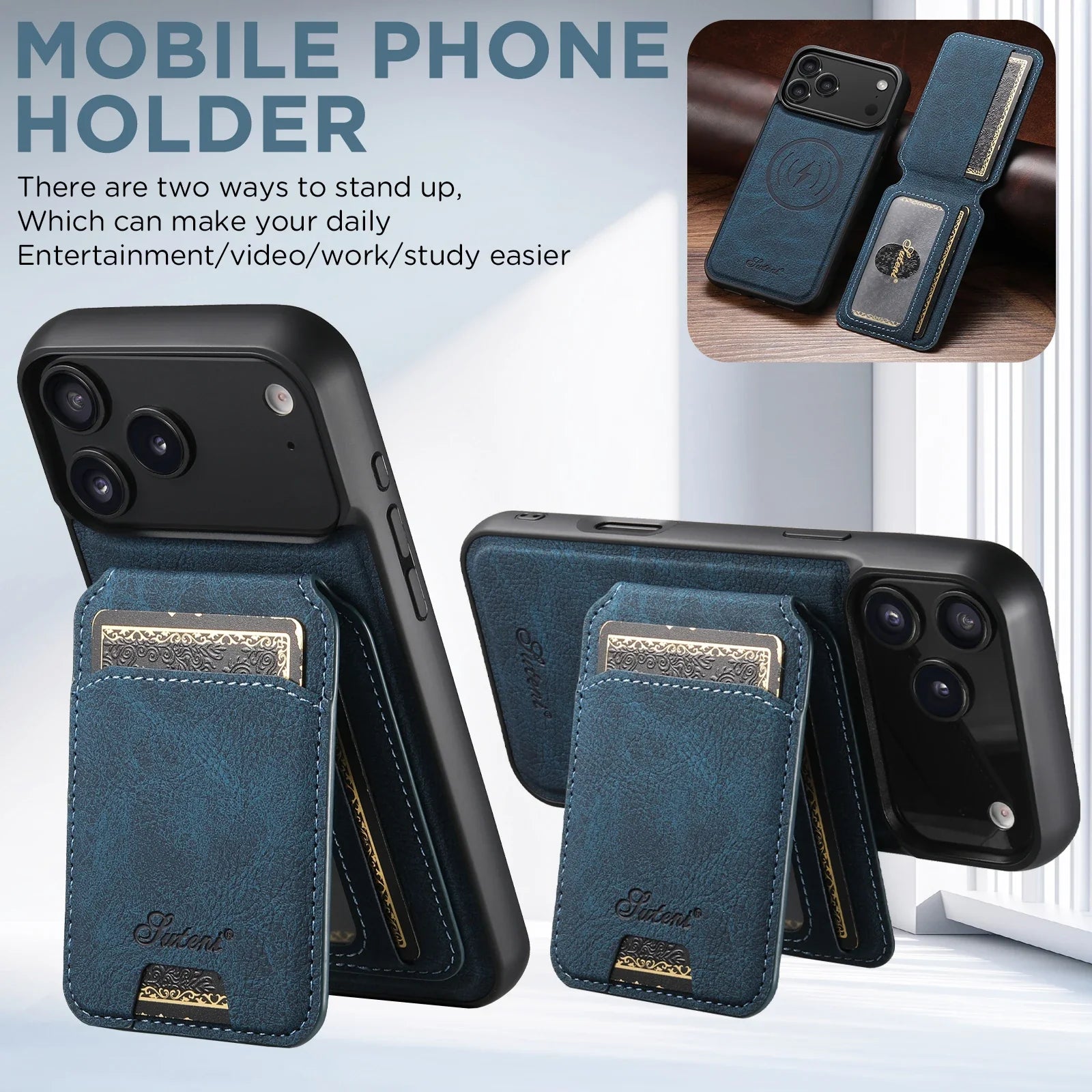 Magnetic Leather Wallet Case for iPhone – Slim & Stylish