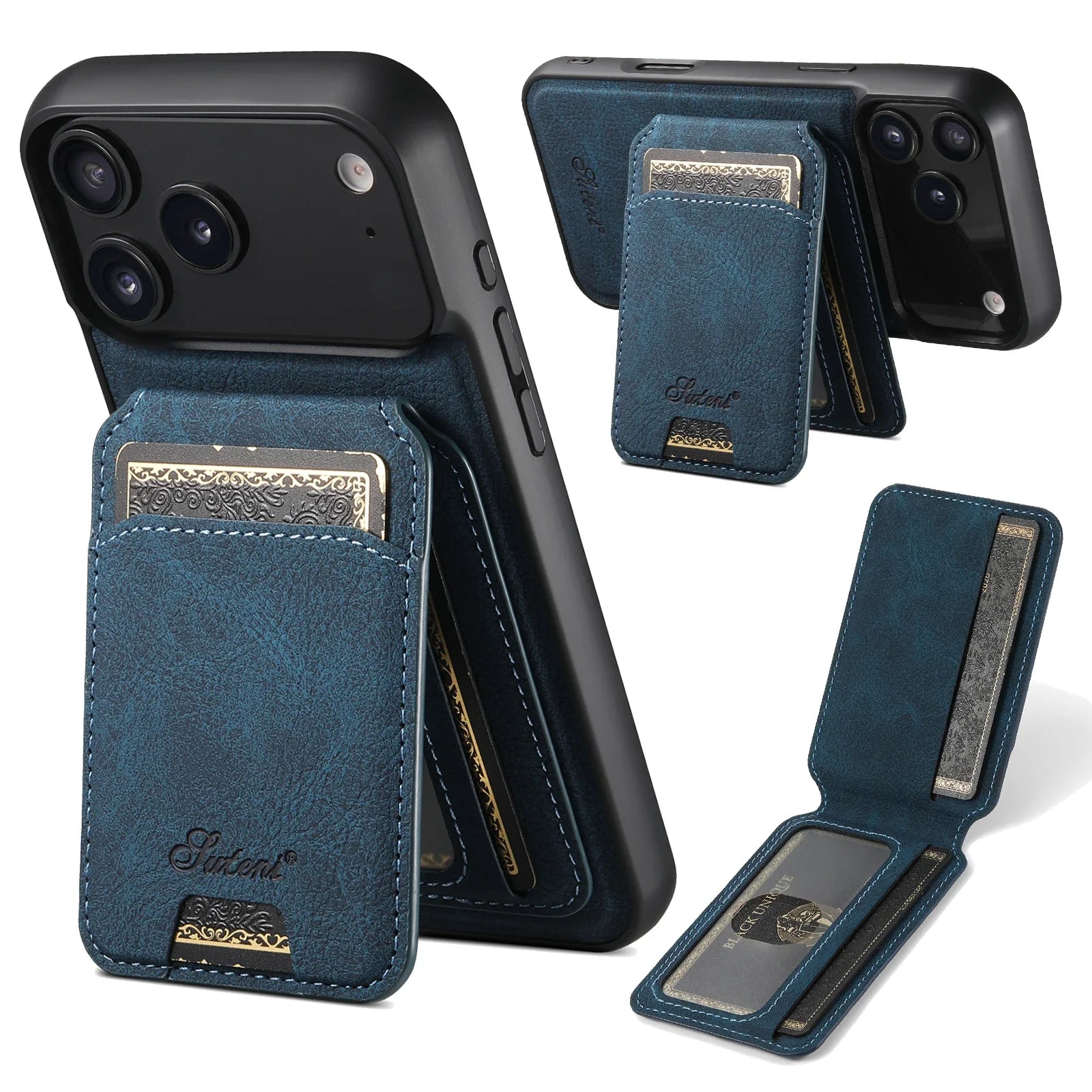 Magnetic Leather Wallet Case for iPhone – Slim & Stylish