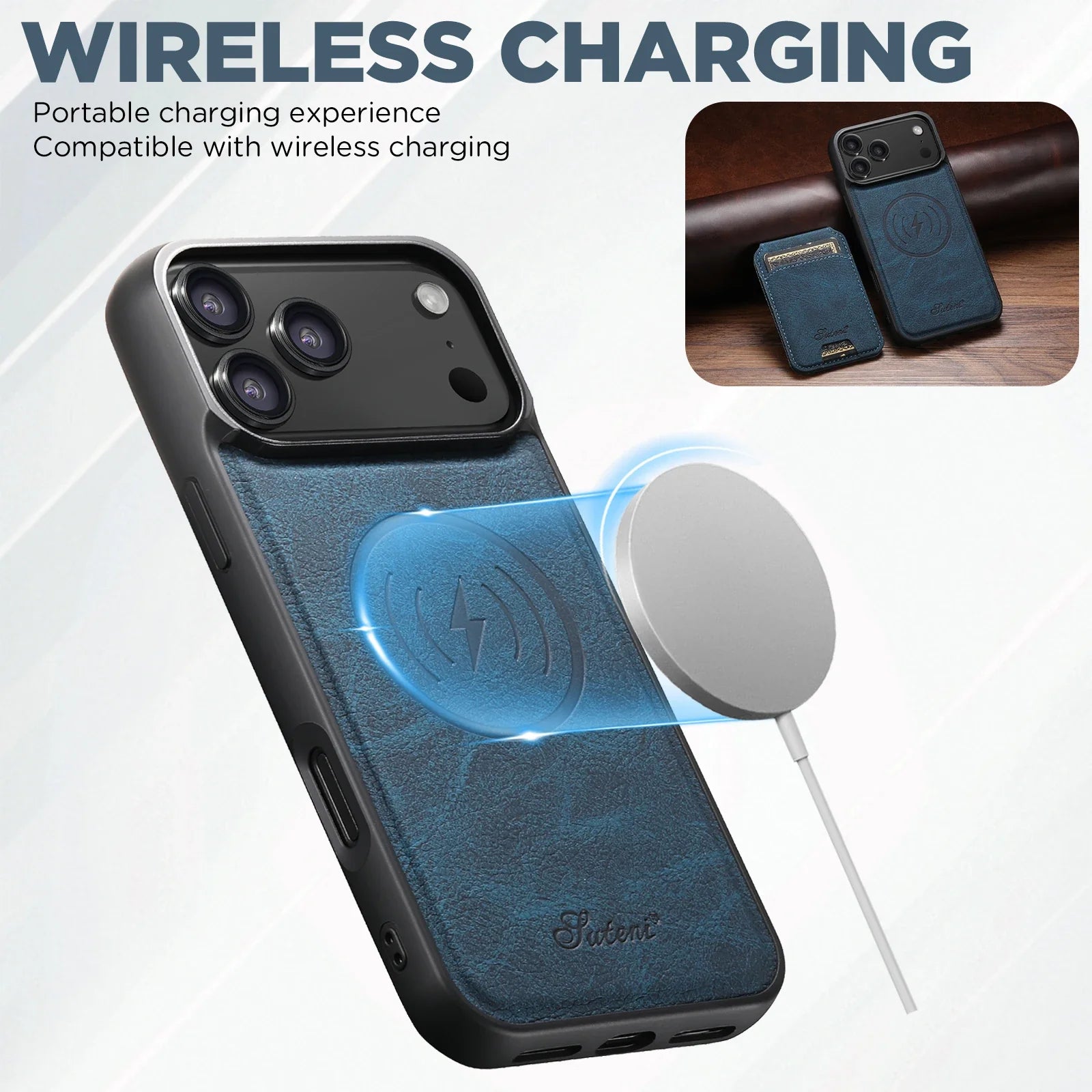 Magnetic Leather Wallet Case for iPhone – Slim & Stylish