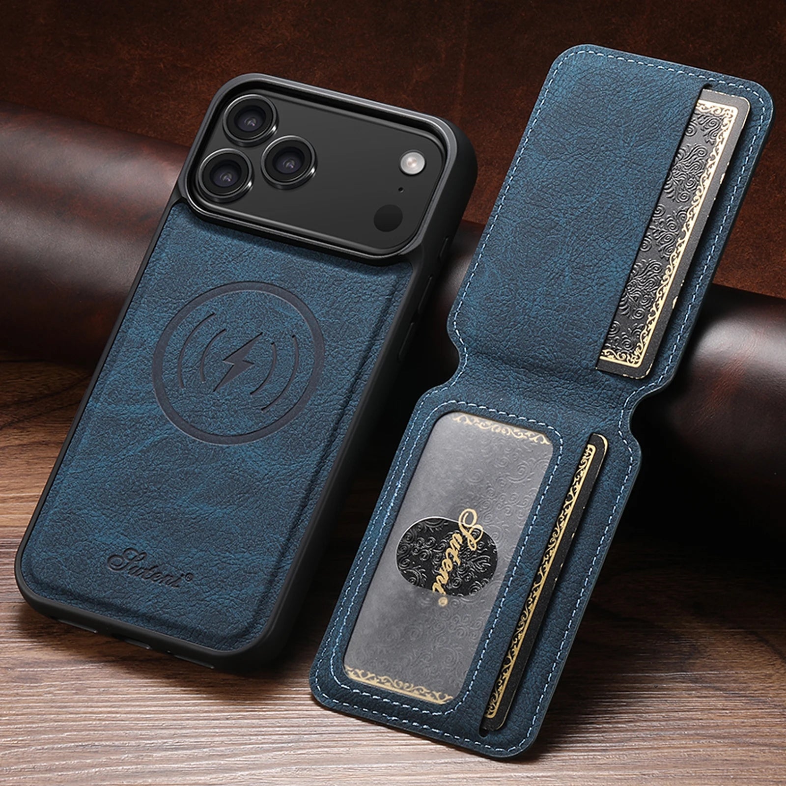 Magnetic Leather Wallet Case for iPhone – Slim & Stylish